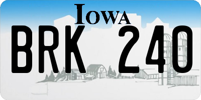 IA license plate BRK240
