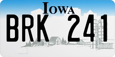 IA license plate BRK241