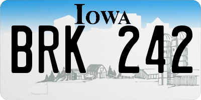 IA license plate BRK242