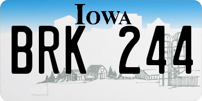 IA license plate BRK244