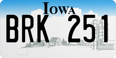 IA license plate BRK251