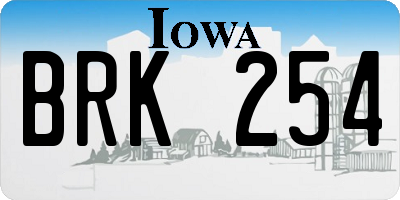 IA license plate BRK254