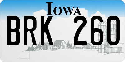IA license plate BRK260