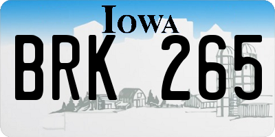 IA license plate BRK265