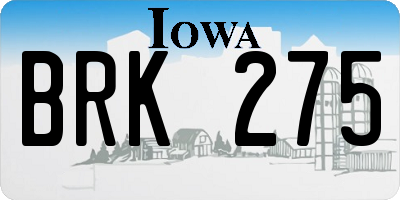 IA license plate BRK275