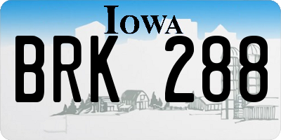 IA license plate BRK288