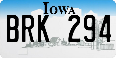 IA license plate BRK294