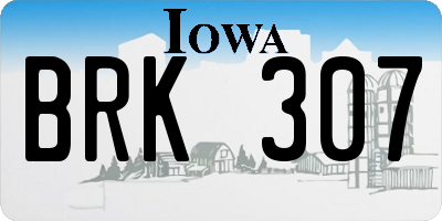 IA license plate BRK307