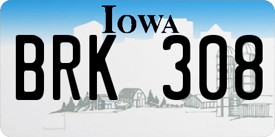 IA license plate BRK308