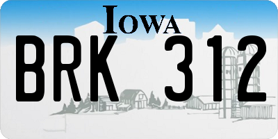 IA license plate BRK312