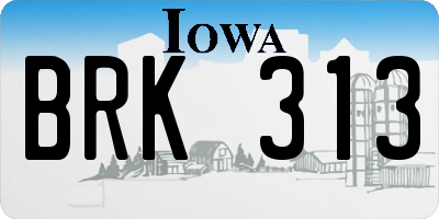 IA license plate BRK313