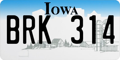 IA license plate BRK314