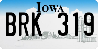 IA license plate BRK319