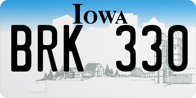 IA license plate BRK330