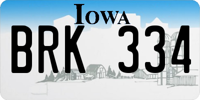 IA license plate BRK334