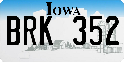 IA license plate BRK352