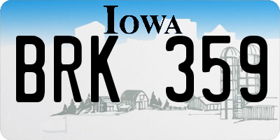 IA license plate BRK359
