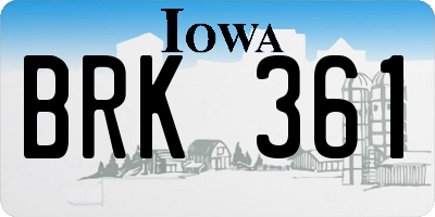 IA license plate BRK361