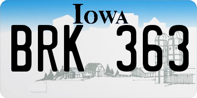 IA license plate BRK363