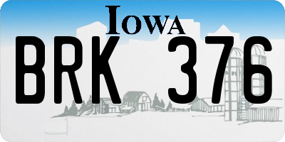 IA license plate BRK376