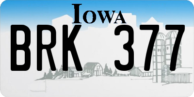 IA license plate BRK377