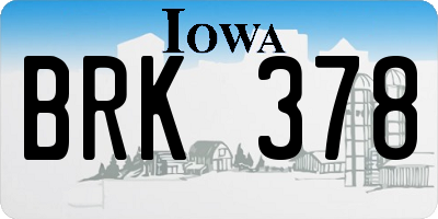 IA license plate BRK378