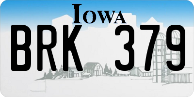 IA license plate BRK379