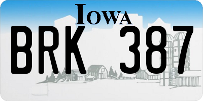 IA license plate BRK387