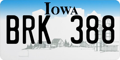 IA license plate BRK388