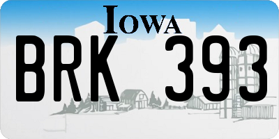 IA license plate BRK393