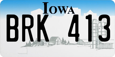 IA license plate BRK413