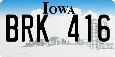 IA license plate BRK416
