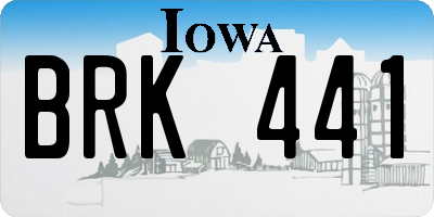 IA license plate BRK441