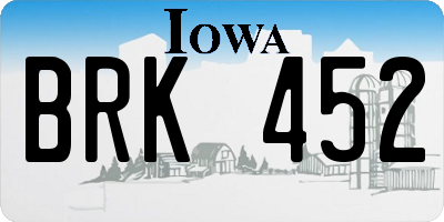 IA license plate BRK452