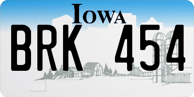 IA license plate BRK454