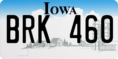 IA license plate BRK460
