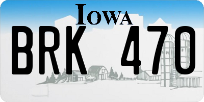 IA license plate BRK470