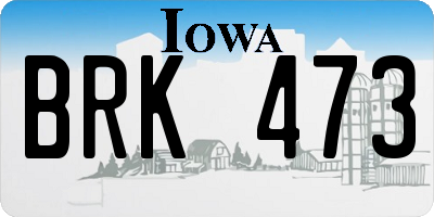 IA license plate BRK473