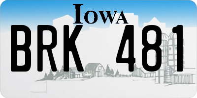 IA license plate BRK481