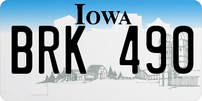 IA license plate BRK490
