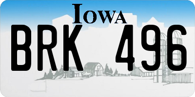 IA license plate BRK496