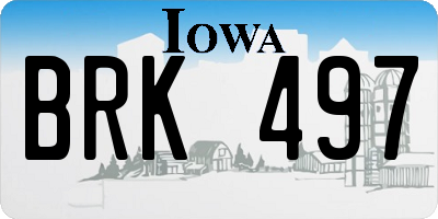 IA license plate BRK497