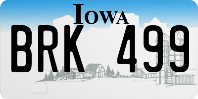 IA license plate BRK499