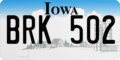IA license plate BRK502