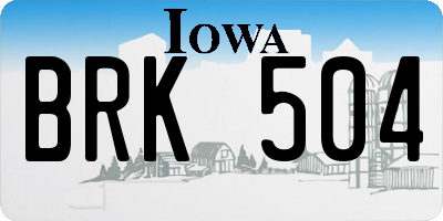 IA license plate BRK504