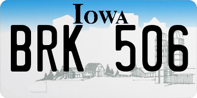 IA license plate BRK506