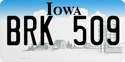 IA license plate BRK509