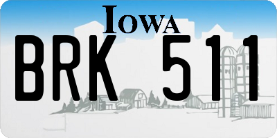 IA license plate BRK511