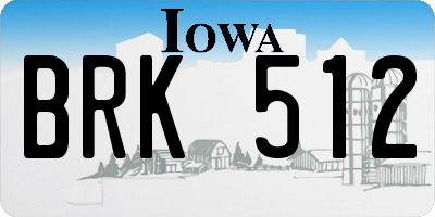 IA license plate BRK512