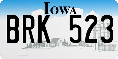 IA license plate BRK523